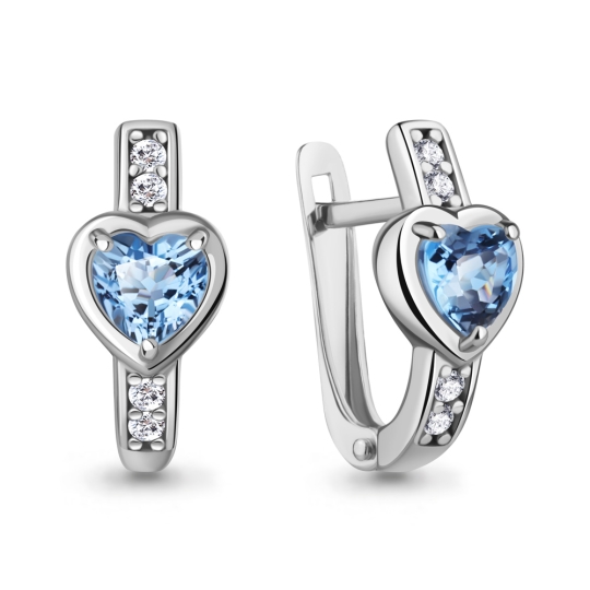 Серьги из серебра с гранатами и фианитами