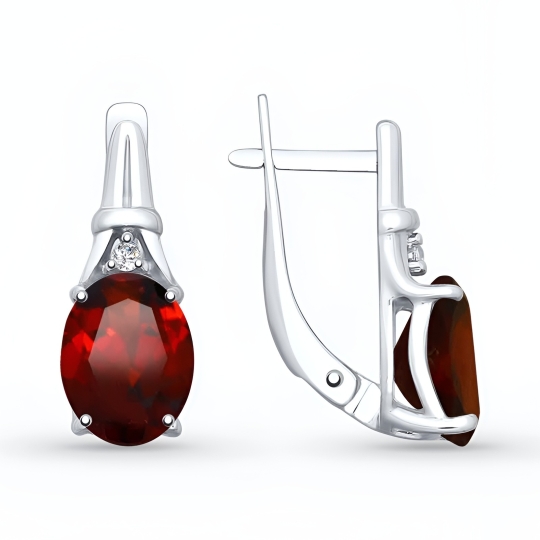 Серьги из серебра с агатами и фианитами