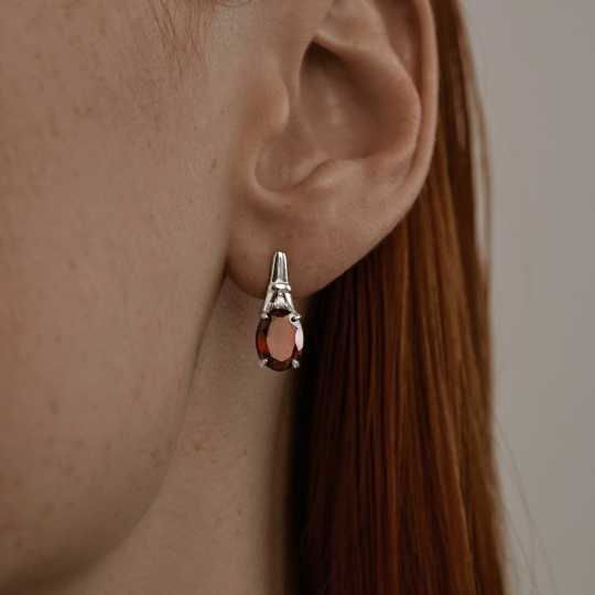 Серьги из серебра с агатами и фианитами