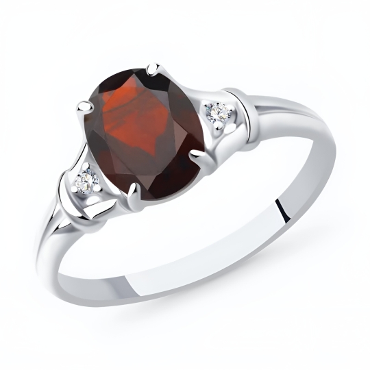 Серьги из серебра с гранатами и фианитами