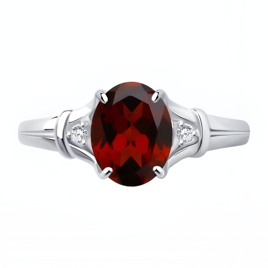 Серьги из серебра с гранатами и фианитами