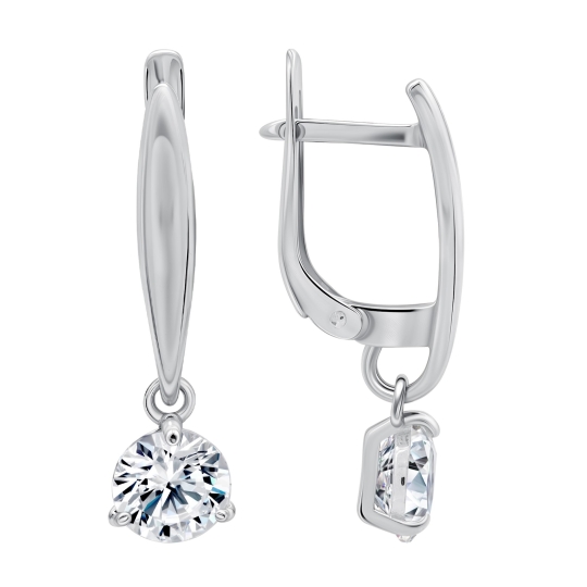 Серьги из серебра с фианитами 
