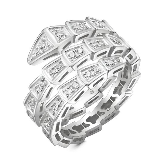 Кольцо из серебра с позолотой, перламутром и фианитами 