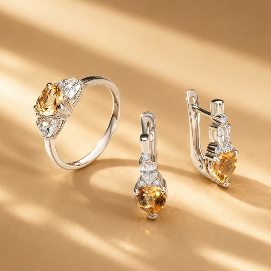 Серьги из серебра с фианитом