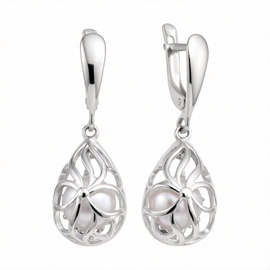 Серьги из серебра с фианитами