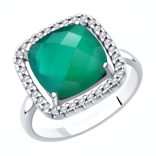 Серьги из серебра с агатами и фианитами