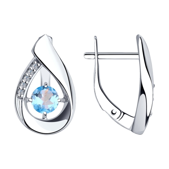 Серьги из серебра с бриллиантами и эмалью