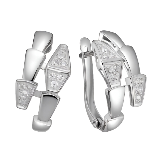 Серьги из серебра с агатами и фианитами