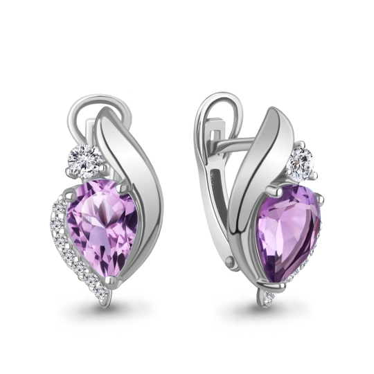 Серьги из серебра с агатами и фианитами