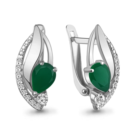 Серьги из серебра с цитринами и фианитами