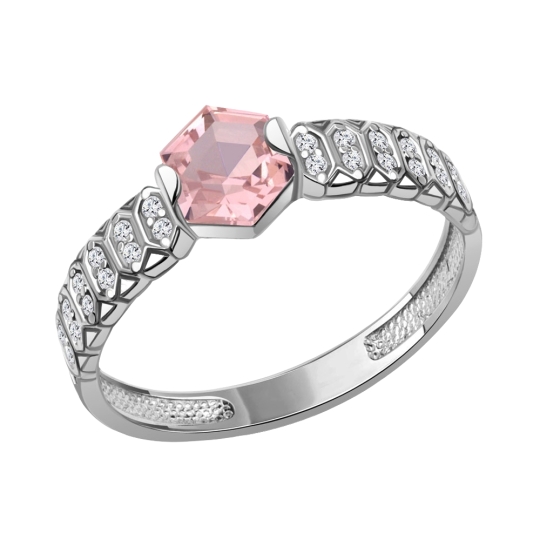 Серьги из серебра с морганитами и фианитами