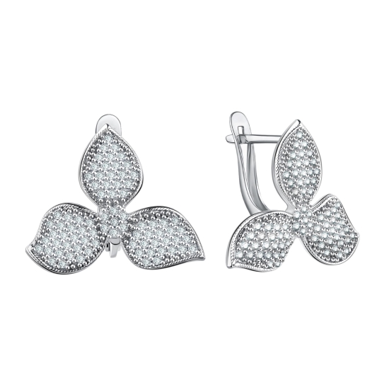 Серьги из серебра с фианитами