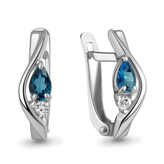 Серьги-кольца из серебра с фианитами