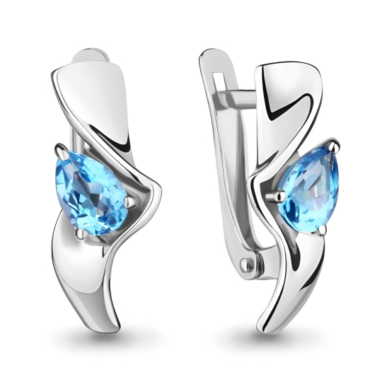 Серьги из серебра с фианитами
