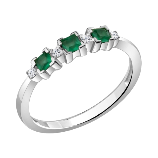 Серьги из серебра с агатами и фианитами