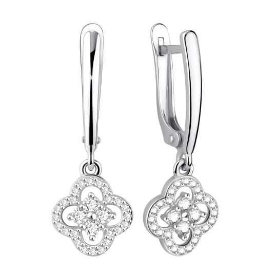 Серьги из серебра с фианитами