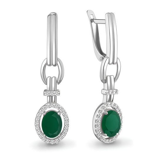 Серьги из серебра с фианитами