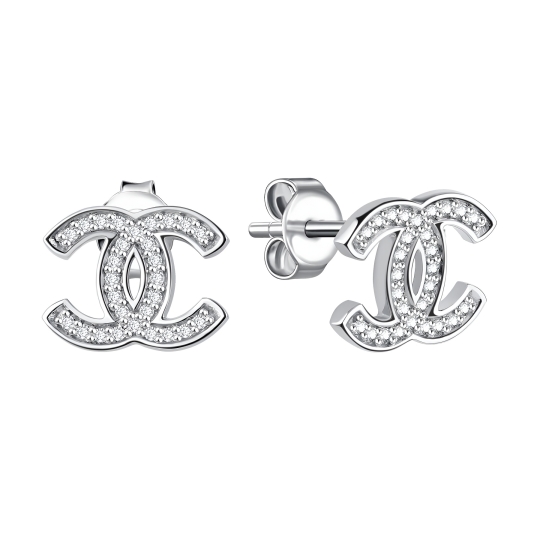 Серьги из серебра с фианитами 