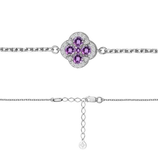 Серьги из серебра с аметистами и фианитами