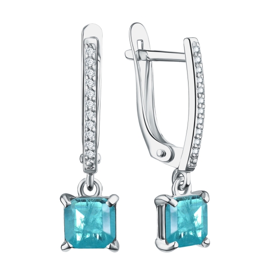 Серьги из серебра с фианитами