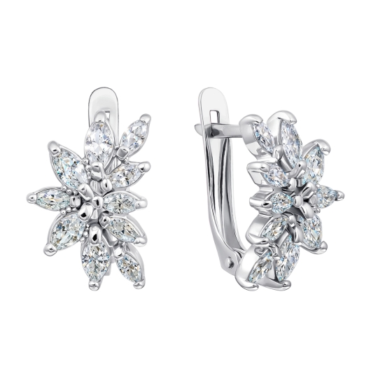 Серьги из серебра с фианитами