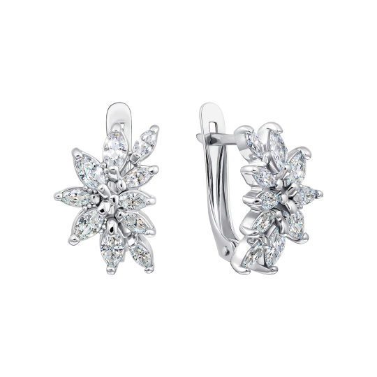 Серьги из серебра с фианитами