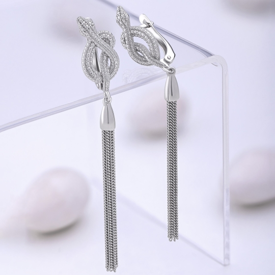 Серьги из серебра с позолотой и фианитами