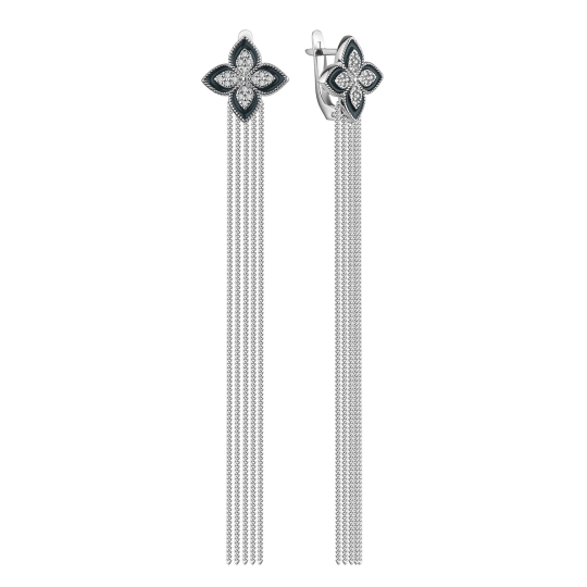 Серьги из серебра с фианитами 