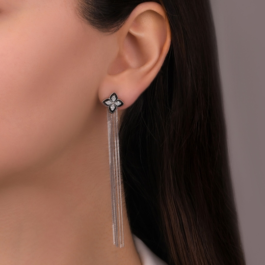 Серьги из серебра с фианитами 