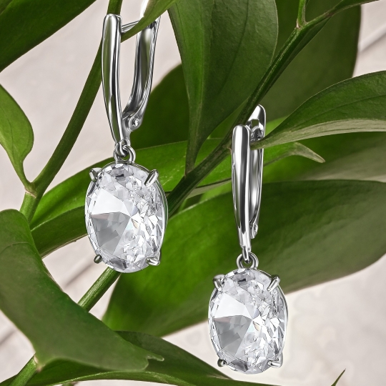 Серьги из серебра с фианитами