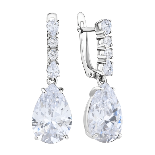 Серьги из серебра с фианитами 