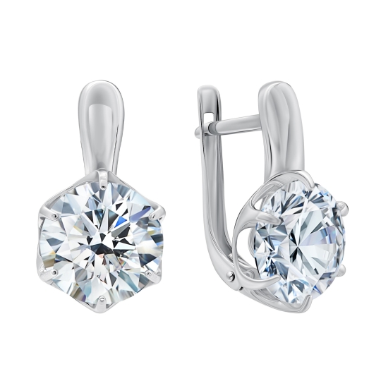 Серьги из серебра с фианитами