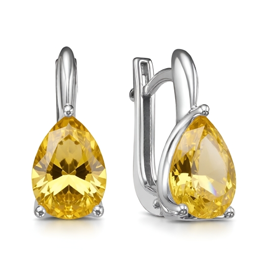 Серьги из серебра с горным хрусталем