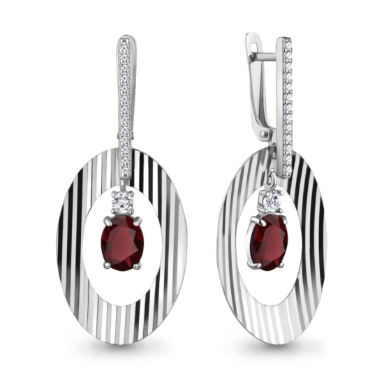 Серьги из серебра с эмалью и фианитами