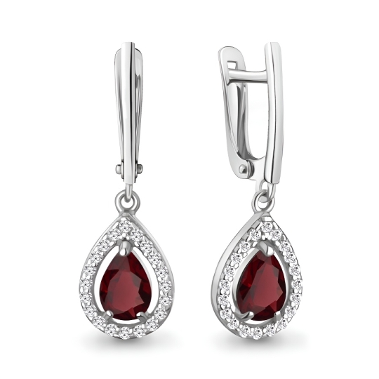 Серьги из серебра с жемчугом и фианитами