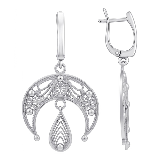 Серьги из серебра с фианитами