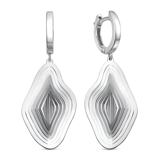 Серьги из серебра с эмалью и фианитами