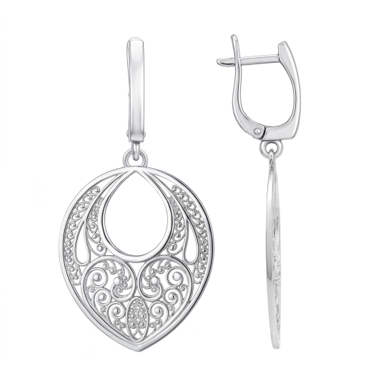 Серьги из серебра с агатами и фианитами