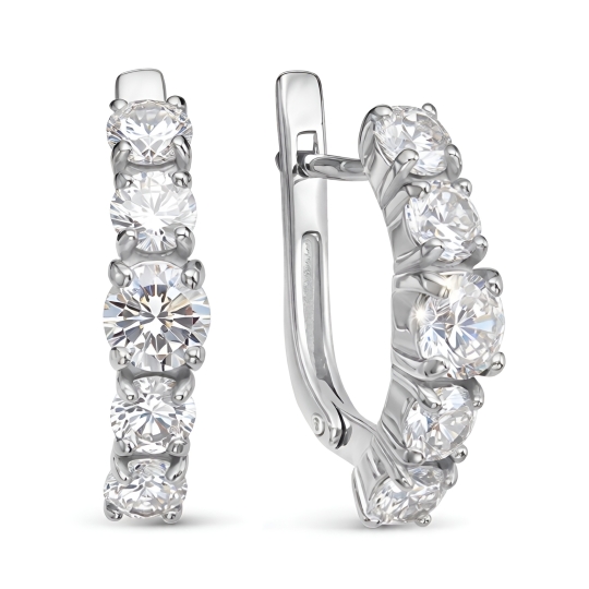 Серьги из серебра с фианитами