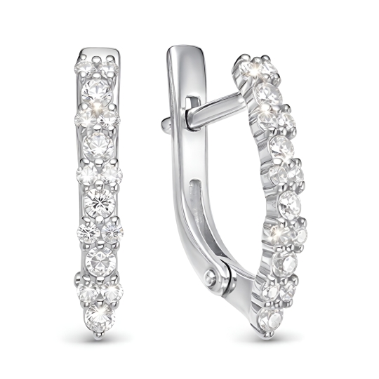 Серьги из серебра с фианитами