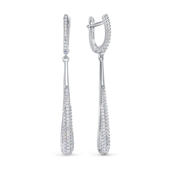 Серьги из серебра с фианитами