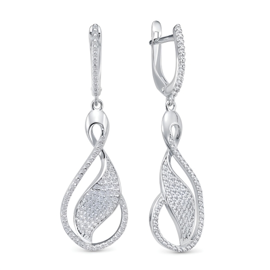 Серьги из серебра с фианитами