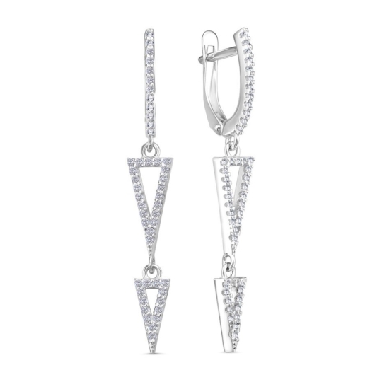Серьги из серебра с фианитами