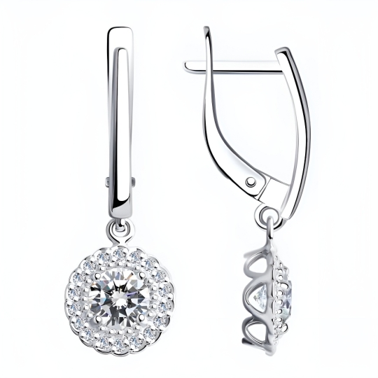 Серьги из серебра с фианитами
