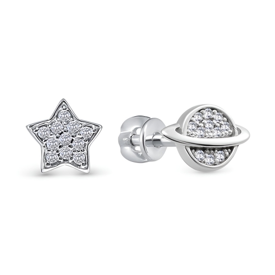 Серьги из серебра с фианитами