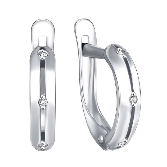 Серьги из серебра с фианитами