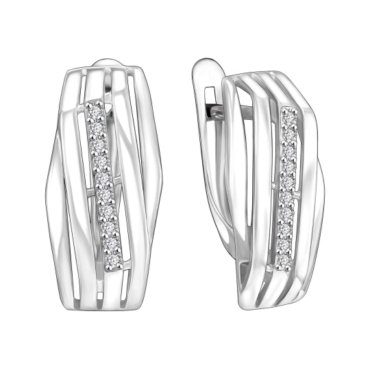 Серьги из серебра с фианитами