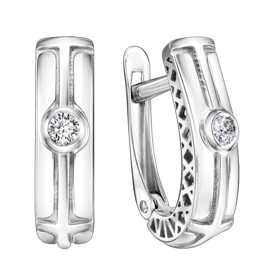 Серьги из серебра с фианитами