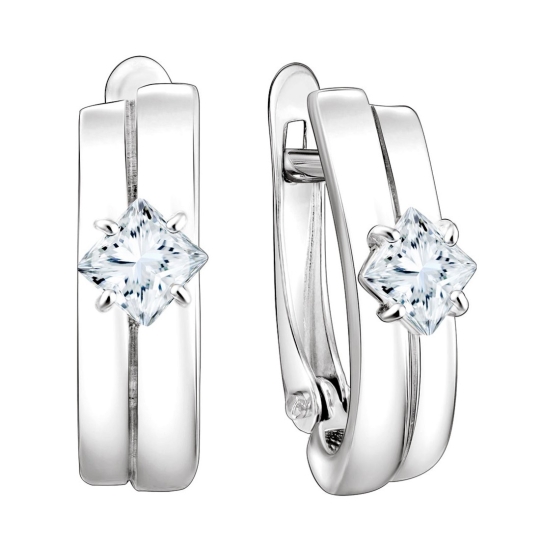 Серьги из серебра с фианитами 