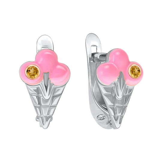 Серьги из серебра с фианитами 